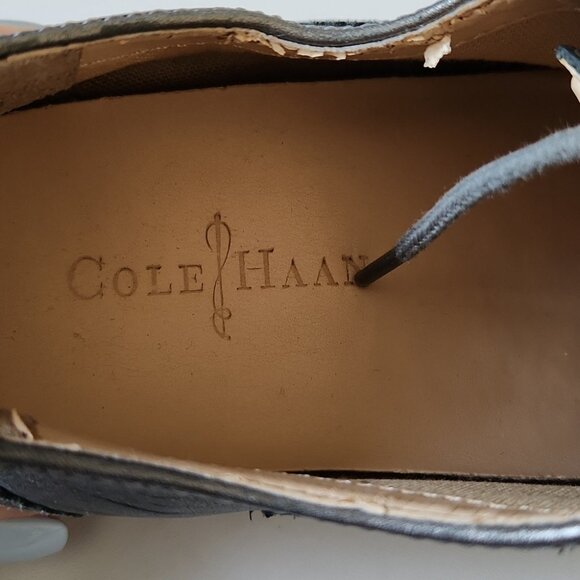 COLE HAAN | Metallic Gray Oxford Shoes Lace Silver Sz 5 - Picture 4 of 5